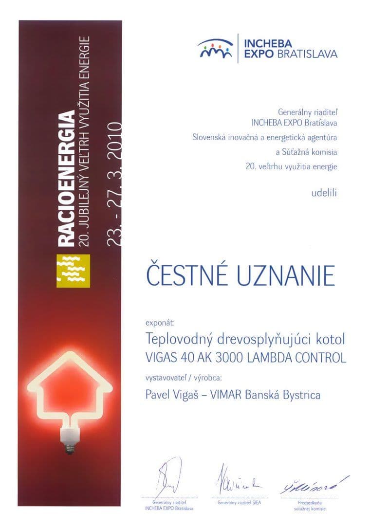Diploma Racioenergia 2010 - VIMAR