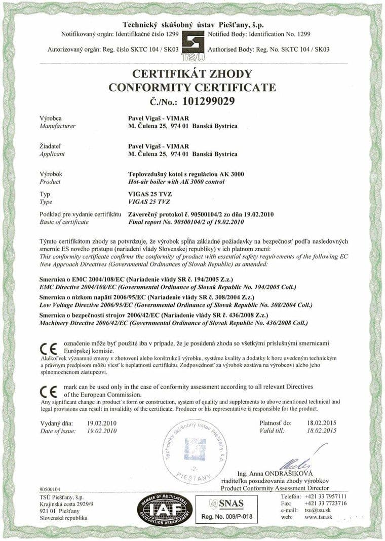 Certificat conformitate EMC 25kW TVZ