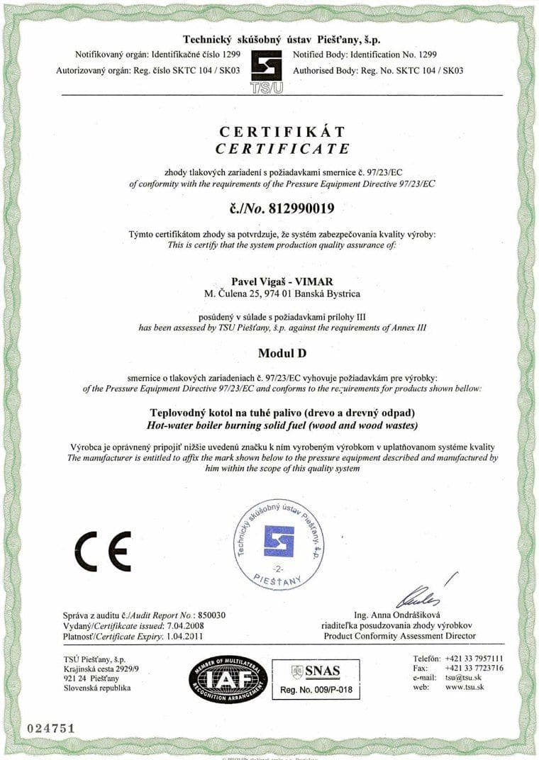 Certificat calitate producere MODUL D
