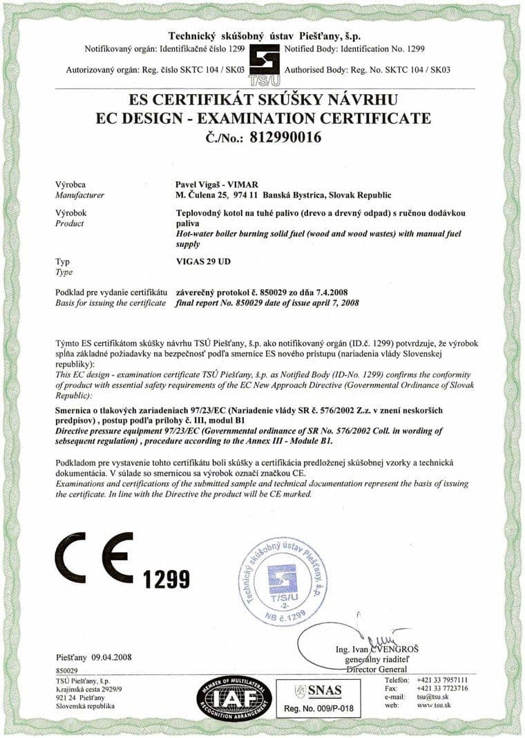 Certificat presiune recipient 97-23-EC 29UD